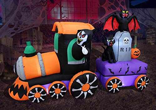 8 Foot Inflatable Halloween Grim Reaper Train with LED Lights