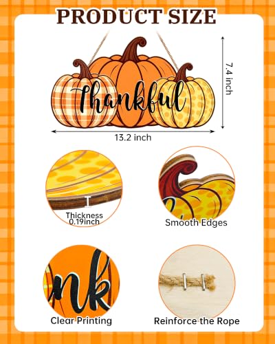 Thanksgiving Pumpkin Wooden Door Sign - Fall Harvest Wall Decor