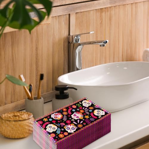 Halloween Floral Skull Guest Napkins - Mexican Design Party Tableware 100 Pack