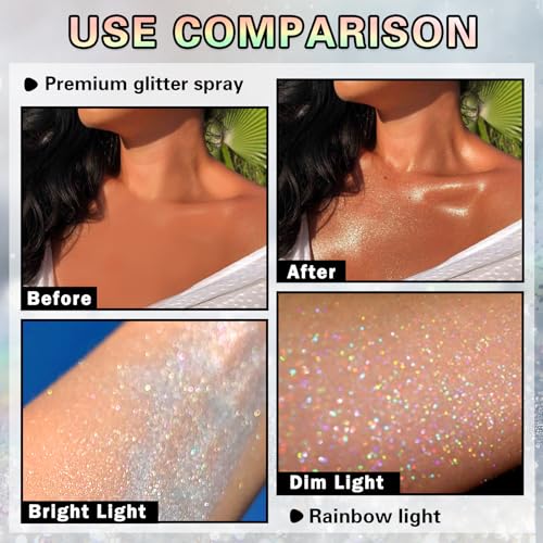 Pink Body Glitter Spray for Hair and Clothes - 2.11 Fl Oz