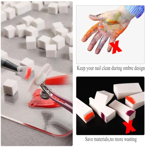 Ombre Nail Sponges with Grabbing Pen - 100 Mini Manicure Tools for Gradient & Aura Nail Art