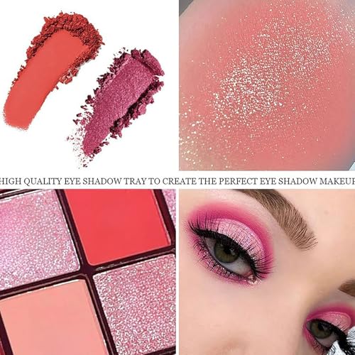 Red Eyeshadow Palette Matte Glitter Eye Makeup - K'APEINE, Variation: Red