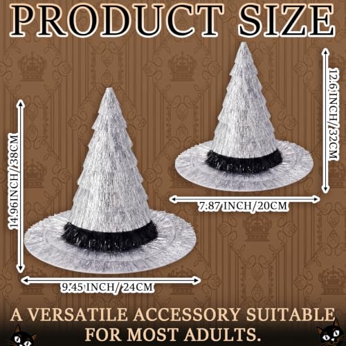 Halloween Witch Hat Decorations - 2 Pcs Silver Costume Party Accessories