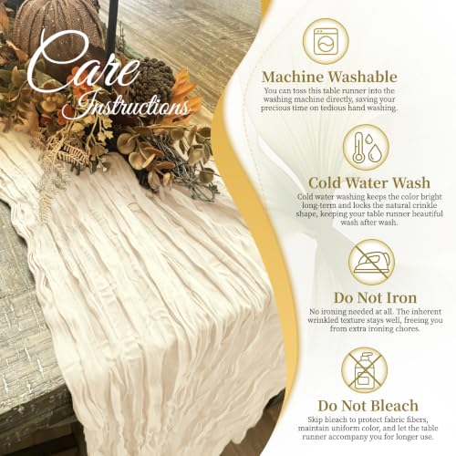 Ivory Cheesecloth Table Runner 8 Pack 17x108 Inch Boho Gauze Fabric Wedding Decor