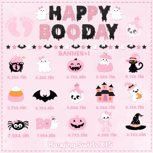 Pink Halloween Party Decorations Girl Set with Banner and Ghost Swirls