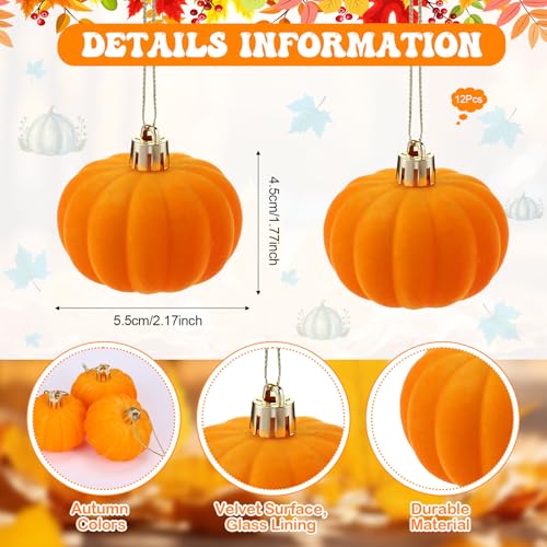 24 Pcs Fall Pumpkin Hanging Ornaments - Orange Thanksgiving Decor