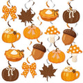 Fall Hanging Swirl Decorations with Pumpkins Maple Leaves & Bows - 20 Pcs