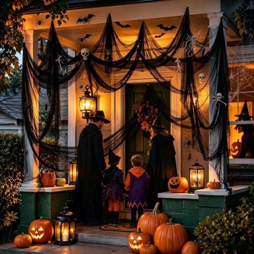 Halloween Creepy Cloth Black 85x197in - Spooky Holiday Decorations
