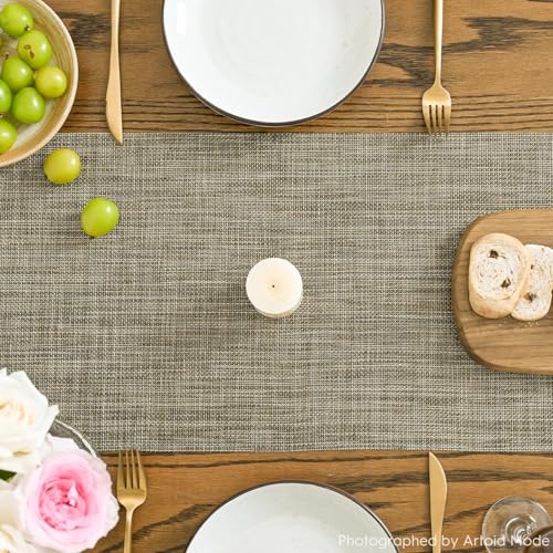 Vinyl Table Runner 12x48 Inch Wipeable Plastic Dining Decor for Kitchen & Home