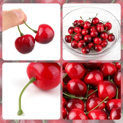 Artificial Faux Cherry Ornaments - Black, 60 Pack