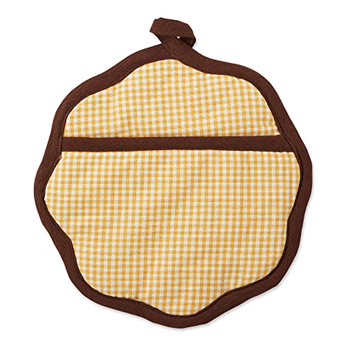 Fall Kitchen Decor Dish Towel & Potholder Set Sunflowers Orange Buffalo Check - 3 Piece