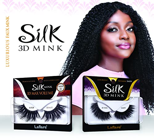 Laflare 3D Silk Mink Max Volume False Eyelashes - Extra Long 25mm, Wispy Cat Eye Style, Variation of LFMS-MS11
