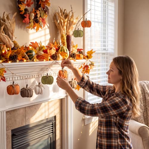 Fall Tree Decorations - 16 Felt Pumpkin Hanging Ornaments for Autumn Decor