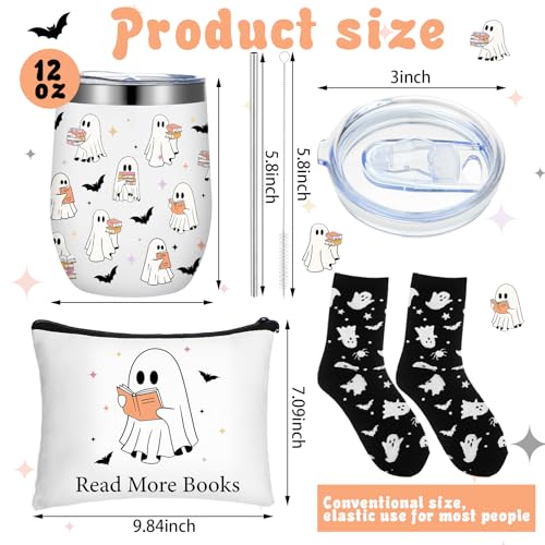 Halloween Book Lover Gift Set with Mug, Bookmark, Socks & Cosmetic Bag