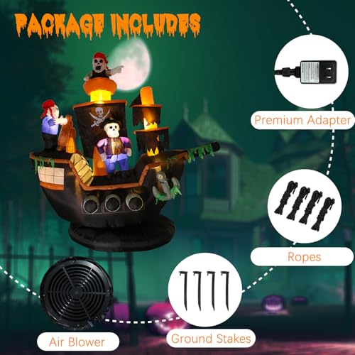 Giant 7FT Pirate Ship Halloween Inflatable Outdoor Decor - Vigdur