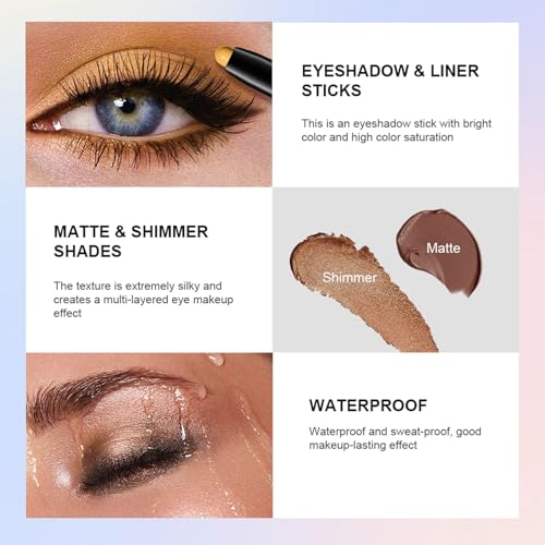 Green Shimmer Eyeshadow Stick - Brightening Matte & Shimmer Cream Eye Makeup