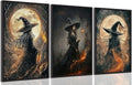 Halloween Witch Canvas Wall Art Poster - 24x16 Inches Dark Gothic Decor