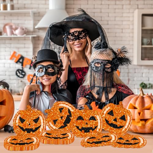 Halloween Pumpkin Plates 48-Pack 9 Inch Glitter Disposable Paper Dinnerware