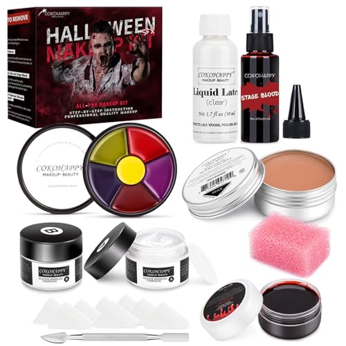 Halloween SFX Makeup Kit for Special Effects Stage & Body Art - 3 Creation Methods