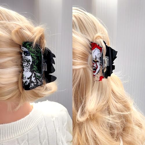 Halloween Hair Clips Set - Spooky Skull Ghost & Water Ghost Designs, 4 Pack