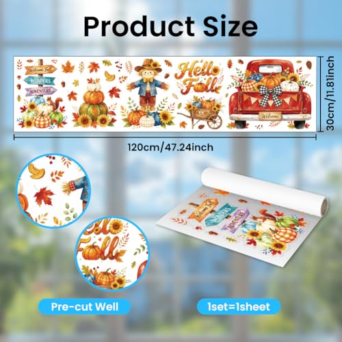 Autumn Farm Elements Window Clings - Reusable Fall Decor for Glass Windows
