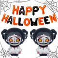 Halloween Party Decorations Skull Banner & Horror Doll Balloons Set