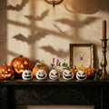 Mini Onigiri Vase Set - 5 Spooky Face Japanese Porcelain Planters, 3 Inch
