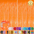 Macaron Orange Foil Party Backdrop Curtains - 2 Pack, 3.3 x 8.3 Ft