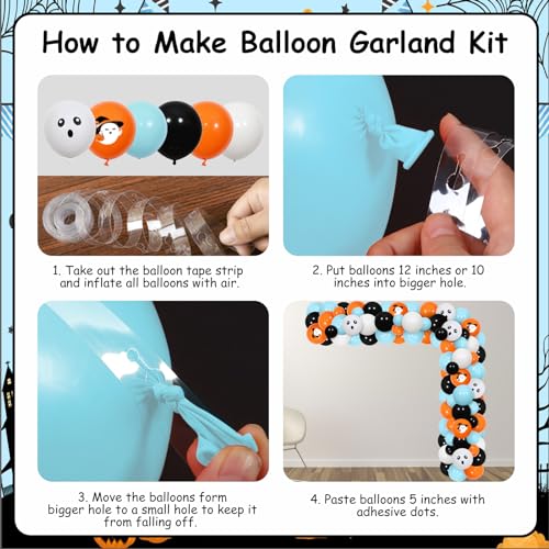 Halloween Birthday Balloon Garland Kit with Cake Toppers & Stickers for Kids Party