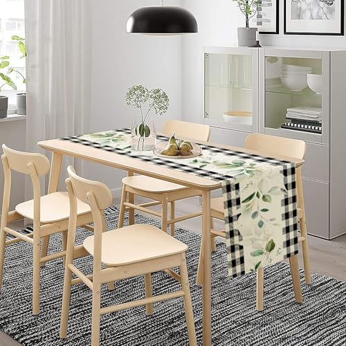 Farmhouse Style Plant Table Runner W13X L36 - Floral Eucalyptus Botanical Decor
