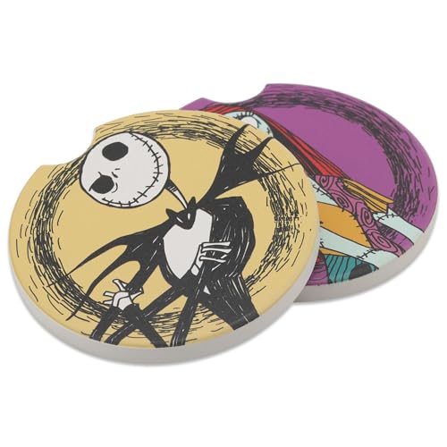 Purple Ceramic Car Coasters Set - The Nightmare Before Christmas Jack & Sally
