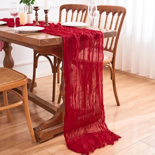 Red Cheesecloth Table Runner 10FT 6 Pack Boho Rustic Holiday Decor Variation of THIS listing