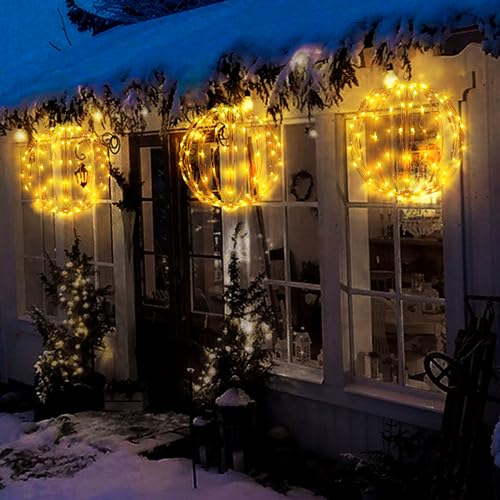 12 Inch Christmas Ball Lights - Warm White LED Outdoor Decor 3 Pack