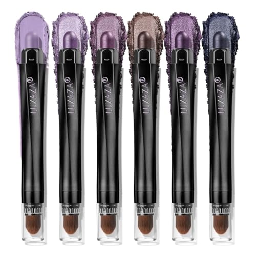LUXAZA PRO 6-Piece Purple Cream Eyeshadow & Face Makeup Stick Set - Lilac Shimmer
