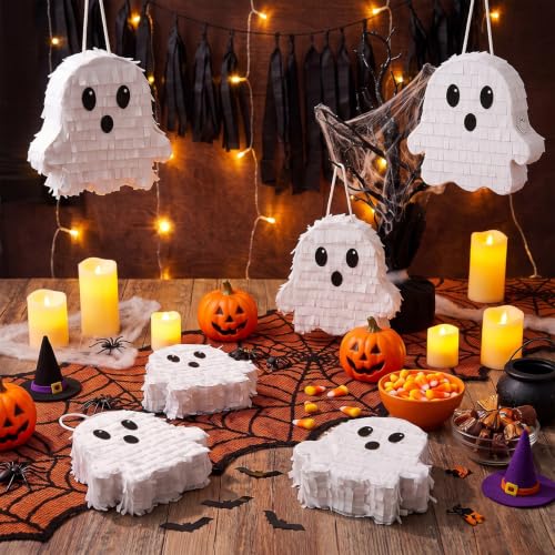 Mini Halloween Ghost Piñata Set - 6 Party Favors, Decorations, Kids