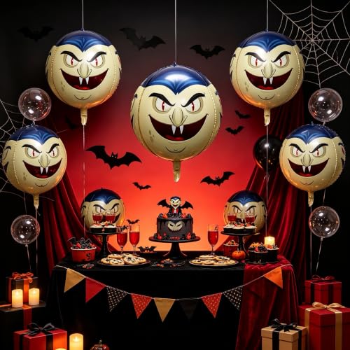 Halloween 4D Vampire Head Foil Balloons - Spooky Party Decorations, 2 Pack