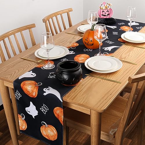 Halloween Table Runner Ghost Pumpkin 14x72 Inch for Holiday Party Decor