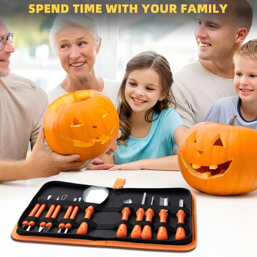 Halloween Pumpkin Carving Kit with 12 Stencils & Tools, Includes Bag