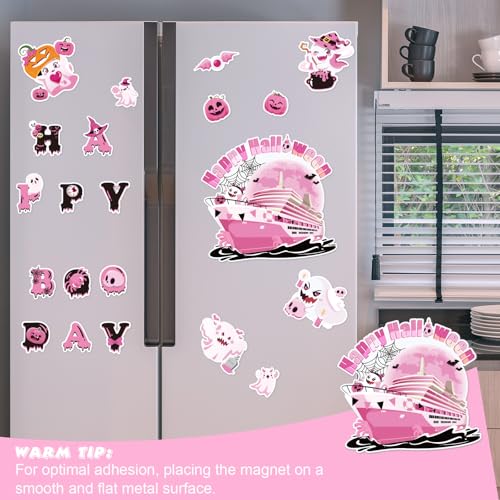 Pink Halloween Ghost Magnets for Cruise Door Decoration - 21pcs