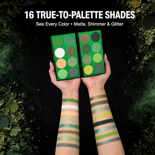 Green Eyeshadow Palette for Halloween & Gothic Makeup - 16 Colors - Miss Rõse