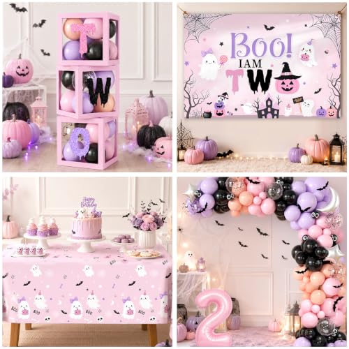All-in-One Halloween Boo I'm Two Birthday Decorations for Girls - Ghost, Pumpkin, Bat, Witches Hat Theme, 264pcs