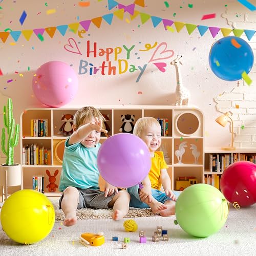 36PCS Neon Heavy Duty Punch Balloons with Rubber Handle for Kids & Parties