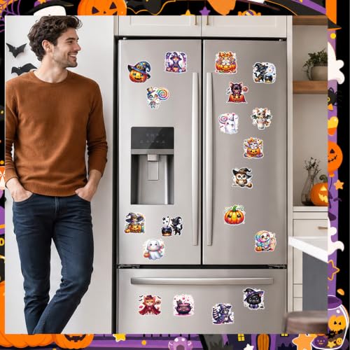 Halloween Fridge Magnets Set - Cute Ghost Pumpkins & Spooky Designs, 20 Pcs