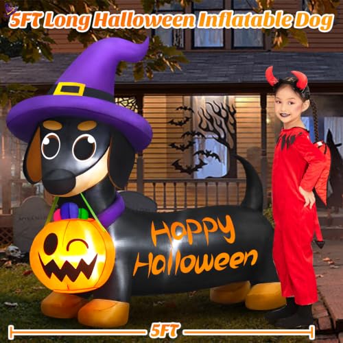 Halloween Inflatable Dachshund Dog Outdoor Decoration - 5 FT