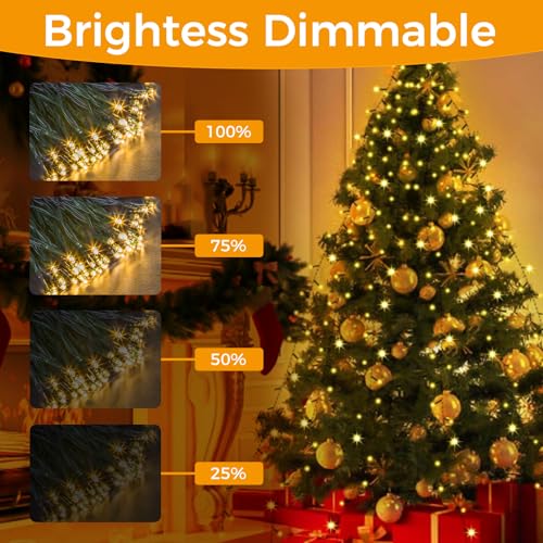 Litogo Christmas Tree Lights 300LED 4.9FT Warm White Fairy Lights with Remote & 8 Modes