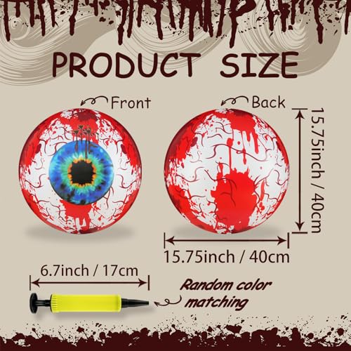 Inflatable Bloodshot Eyeballs Halloween Decor - 2 Pack Waterproof Garden Props with LED Lights - Red