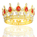 Mini Baby Crown Cake Topper - Gold & Red Crystal Tiara for Wedding & Birthday