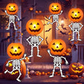Halloween Pumpkin Lanterns and Skeleton Hanging Decorations - Spooky Party Decor