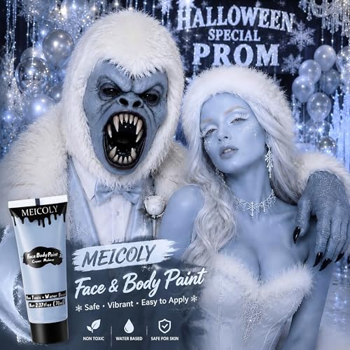 MEICOLY Zombie Face & Body Paint - Light Blue Grey Halloween SFX Makeup - Zombie Blue Variation