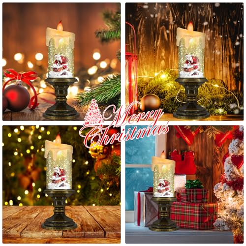 Santa Flameless LED Candle with Snow Globe and Flickering Light - Christmas Decoration
